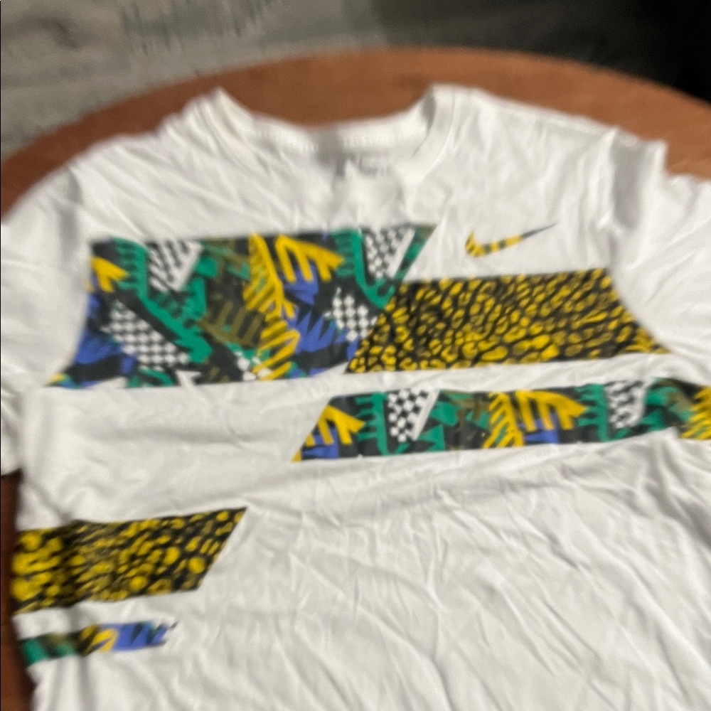 Nike White Tee with Vibrant Graphic Accents